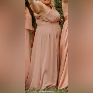 David's Bridal One Shoulder Pink Dress